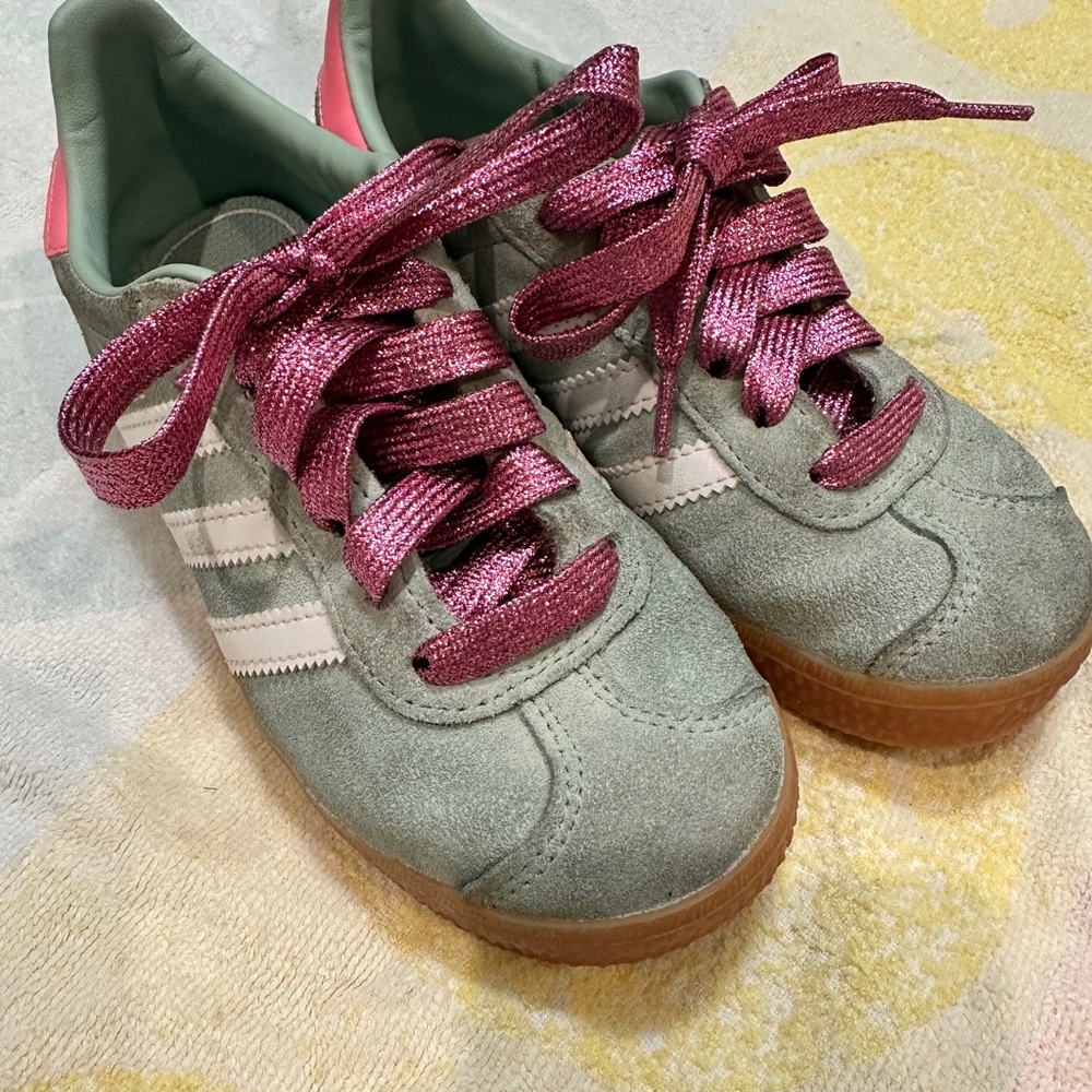 Kids' Adidas Green and Pink Sneakers